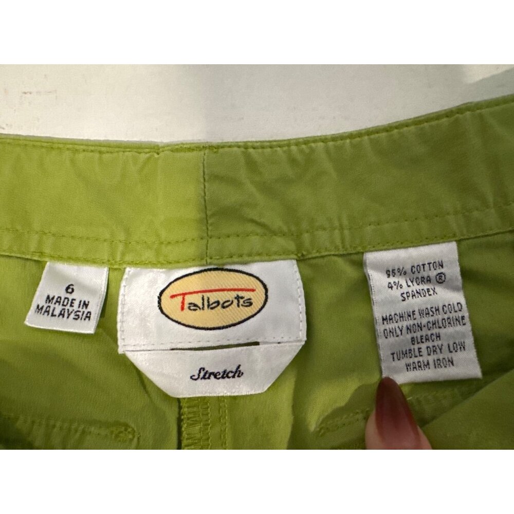 Talbots Womens Shorts Sz 6 Lime Green Stretch Poplin Outdoorsy Beachy Casual - Picture 6 of 11